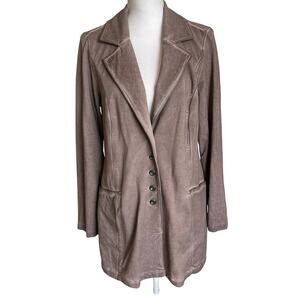 Soft Surroundings Pressley Jacket Size Medium Burnished Taupe Brown Stretch Knit